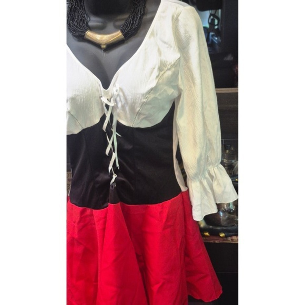 Leg Avenue Pirate Tavern Wench Dress XL Renaissance Cosplay Halloween Red White - Picture 6 of 11